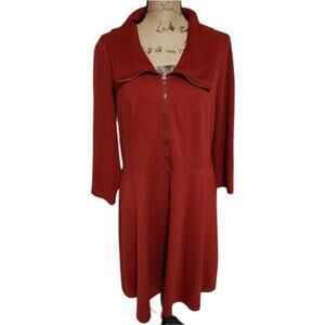 Spense Brick‎ Red Zippered Long Sleeve Dress Size 16 XL